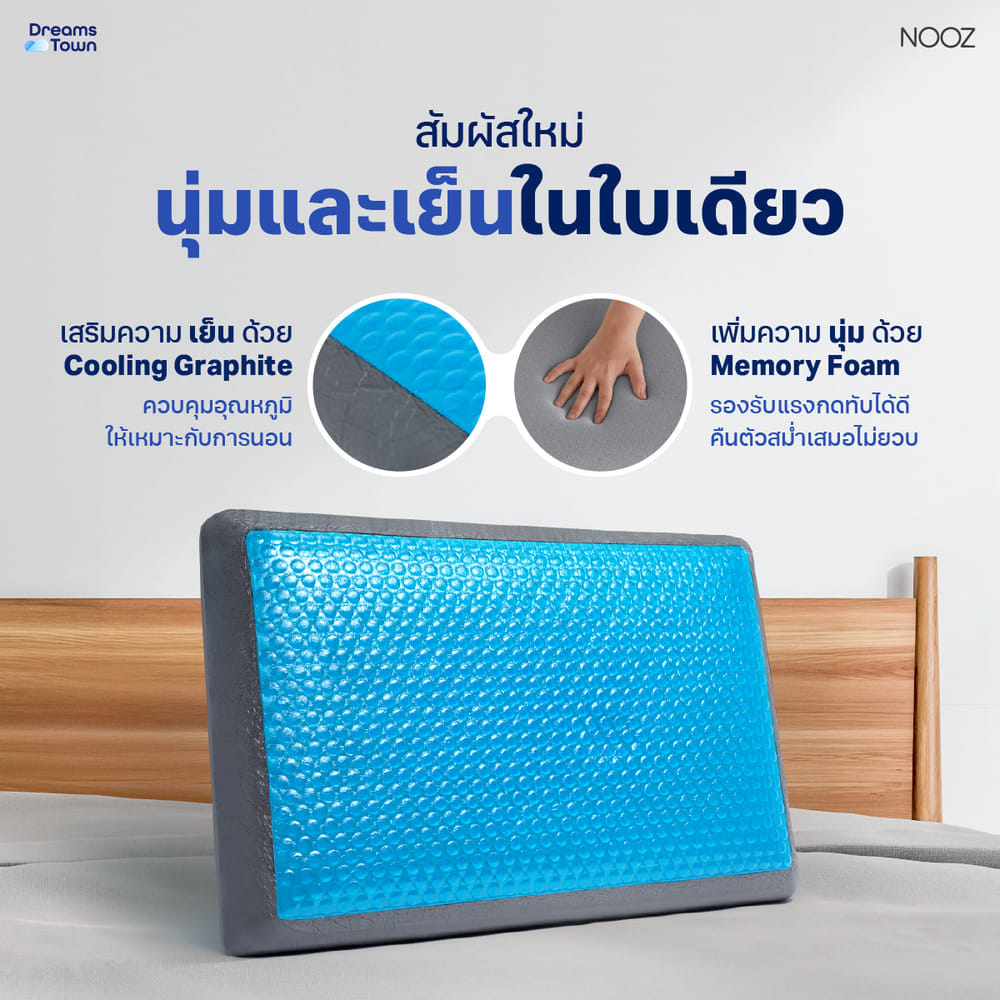 หมอนเมมโมรี่โฟม หมอนคูลเจล NOOZ COMFORT THE COOLING GRAPHITE